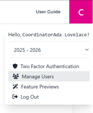 Link to manage users