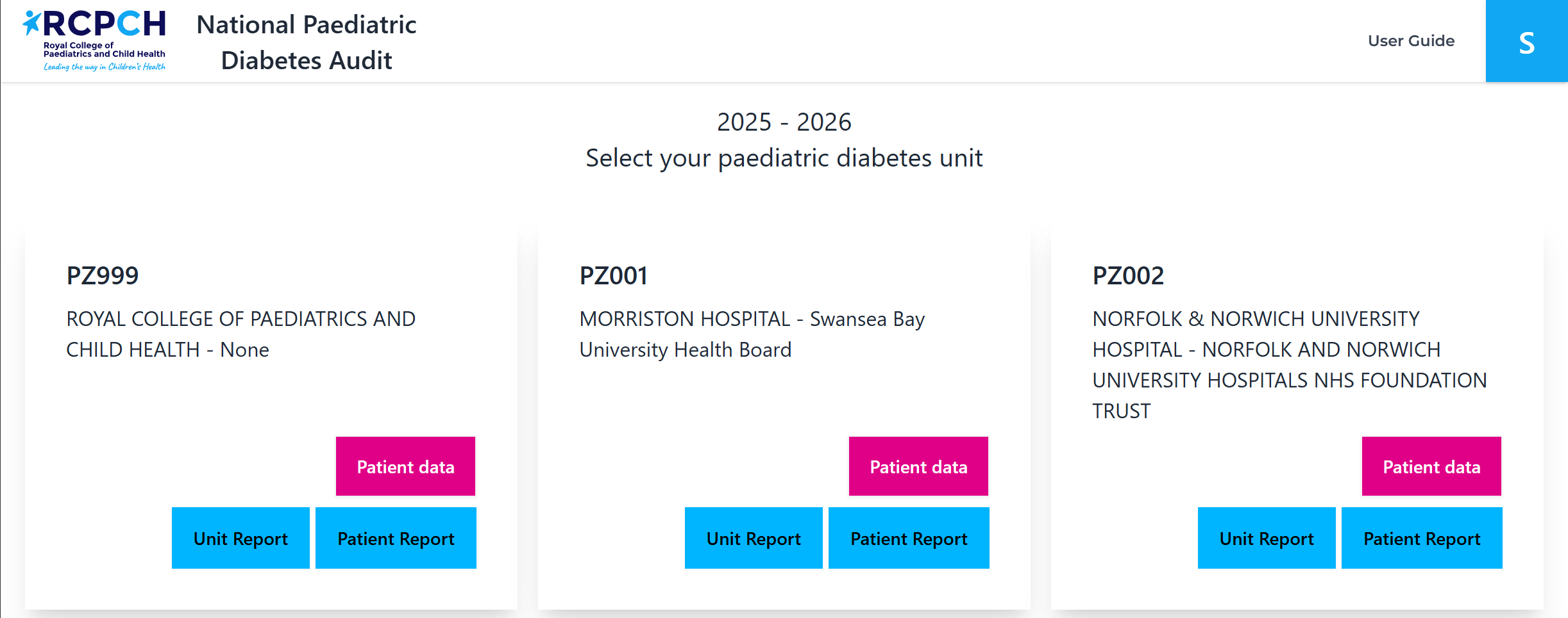 Patient data button