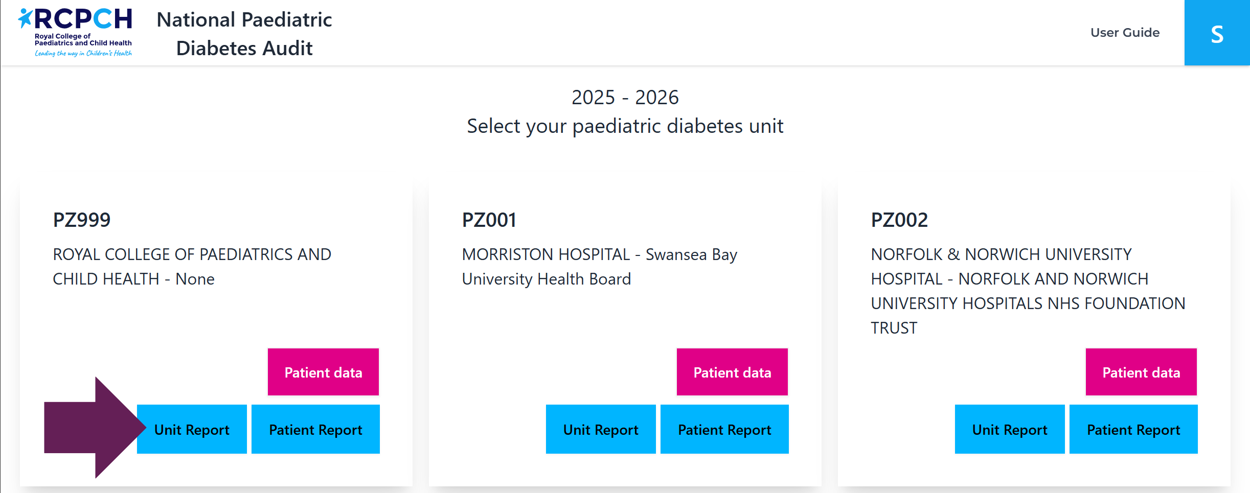 Unit report link for users with multiple PDUs